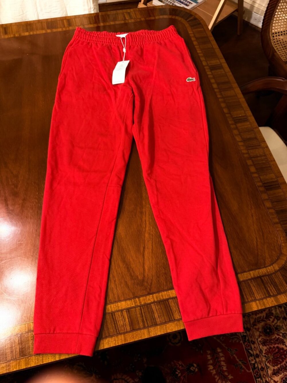 Lacoste Red Cotton Fleece Jogger Sweatpants Men’s Small NWT